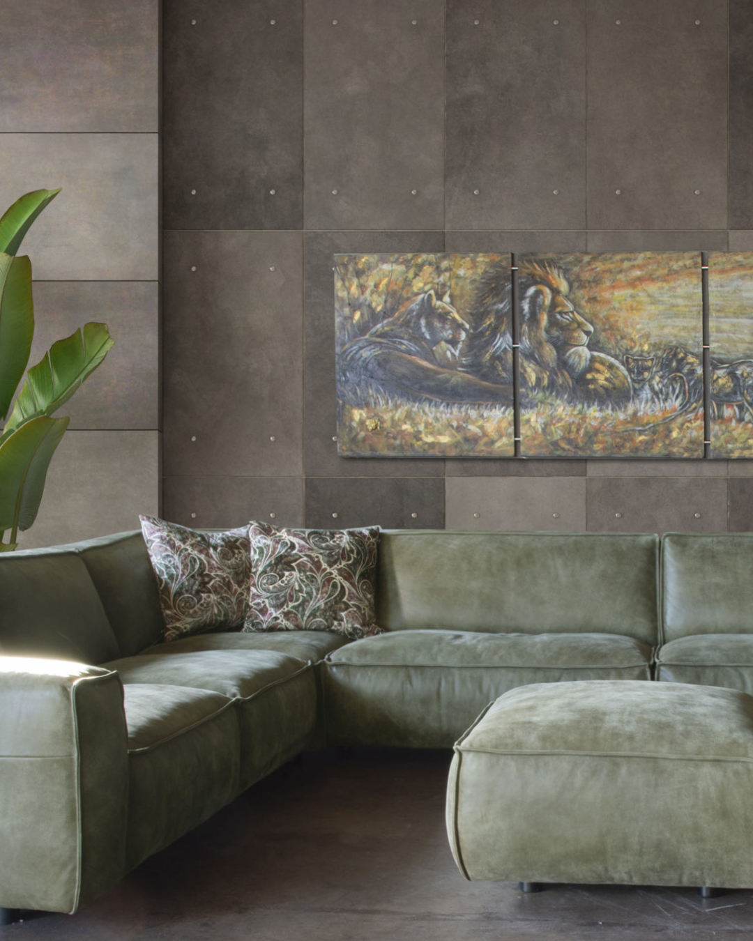 Trisconi Meubles - Canapé avec tableau lion